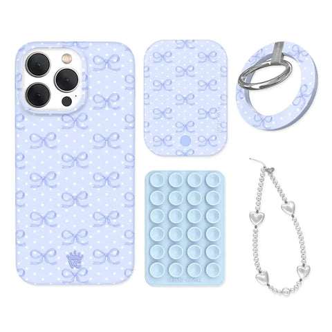 Lovely Blue Bows iPhone Bundle Set - Grip