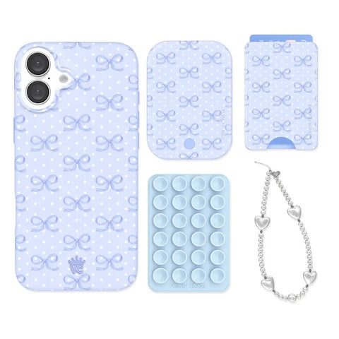 Lovely Blue Bows iPhone Bundle Set - Wallet