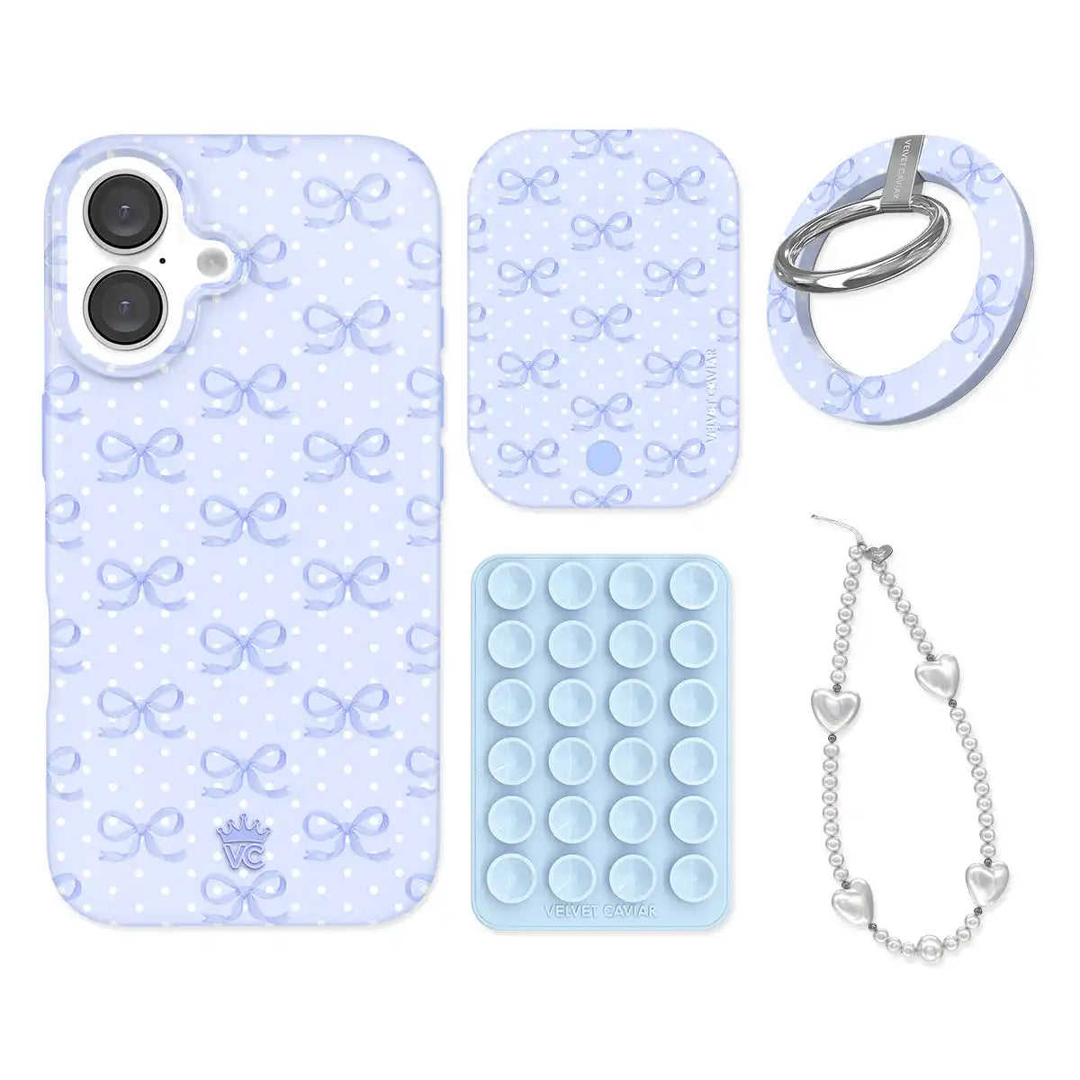 Lovely Blue Bows iPhone Bundle Set - Grip