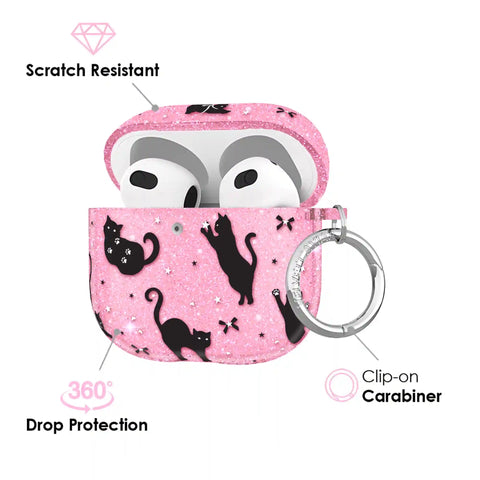 Lucky Kittens Glitter AirPod Case