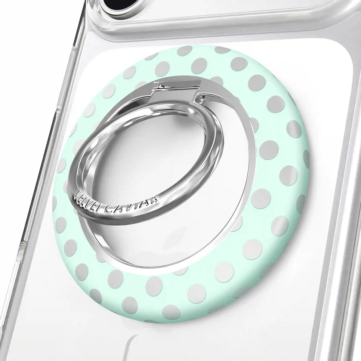 Mint Chrome Polka Dot MagSafe Grip Ring