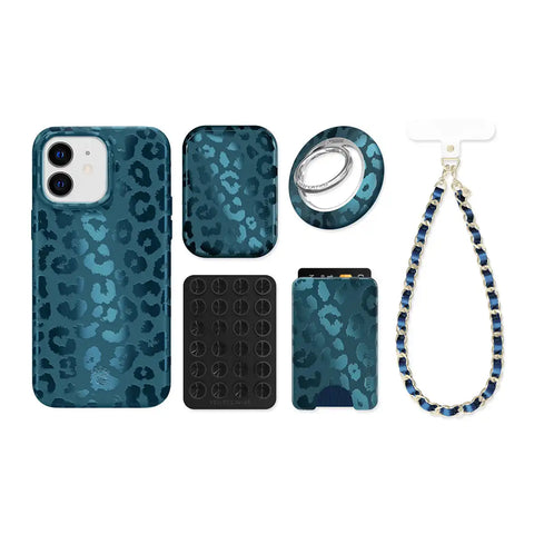 Metallic Navy Leopard iPhone Bundle Set