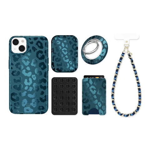 Metallic Navy Leopard iPhone Bundle Set