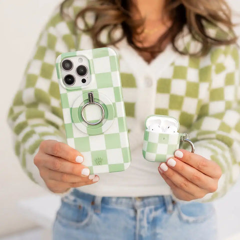 Pistachio Vibe Checkered AirPod Case