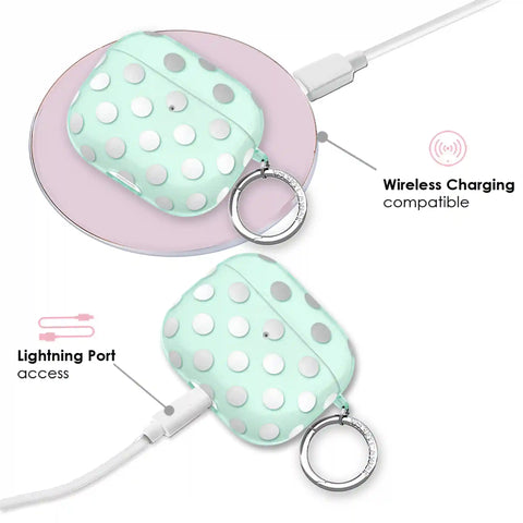 Mint Chrome Polka Dot AirPod Case