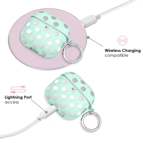 Mint Chrome Polka Dot AirPod Case