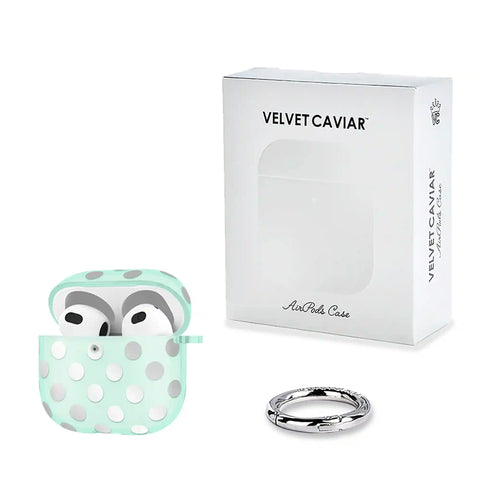 Mint Chrome Polka Dot AirPod Case