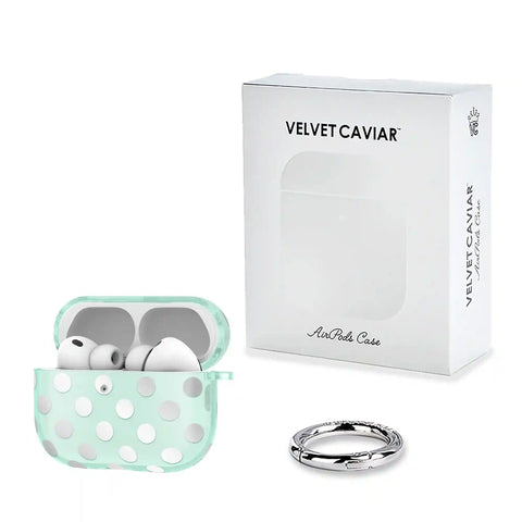 Mint Chrome Polka Dot AirPod Case