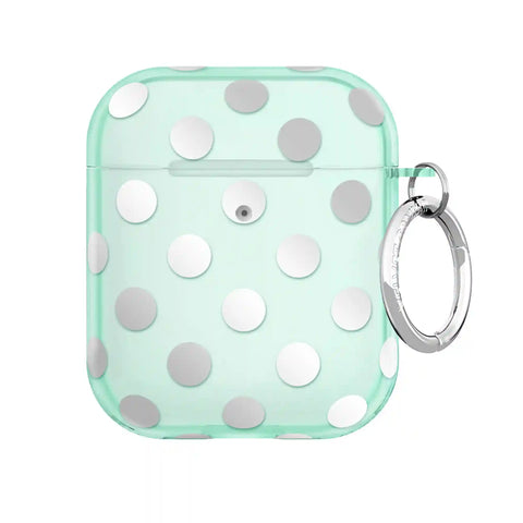 Mint Chrome Polka Dot AirPod Case