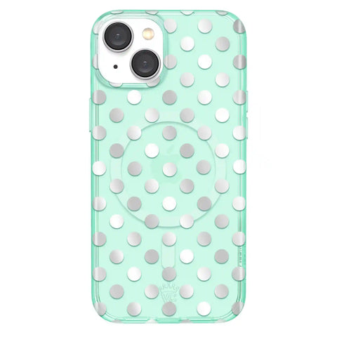 Mint Chrome Polka Dot iPhone Case