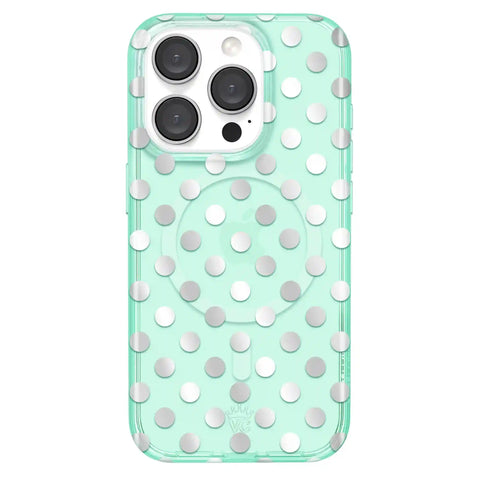Mint Chrome Polka Dot iPhone Case