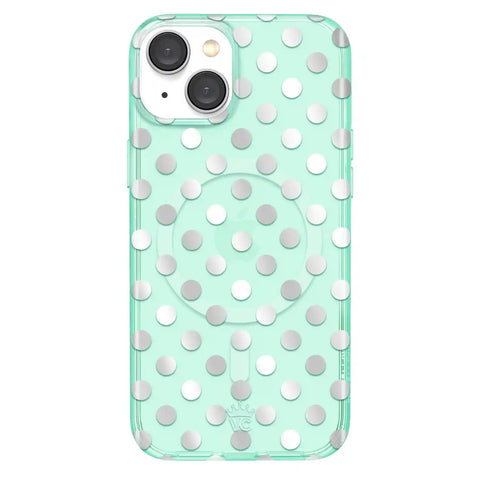 Mint Chrome Polka Dot iPhone Case