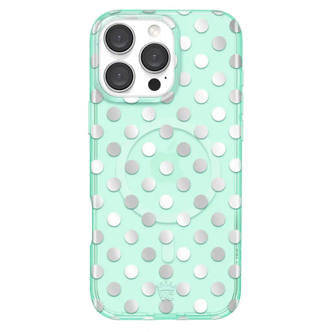 Mint Chrome Polka Dot iPhone Case