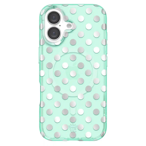 Mint Chrome Polka Dot iPhone Case