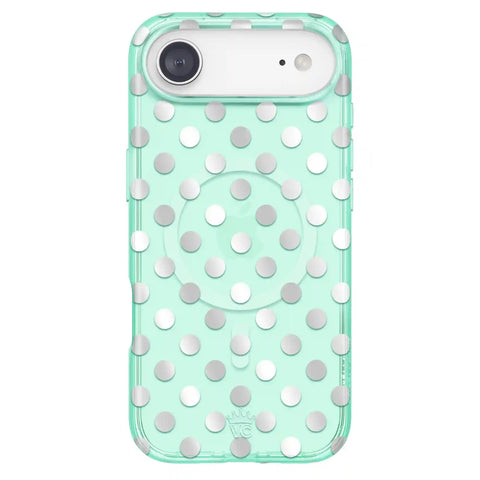 Mint Chrome Polka Dot iPhone Case
