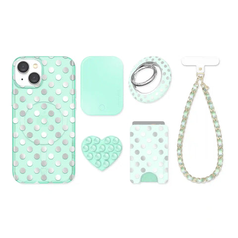 Mint Chrome Polka Dot iPhone Bundle Set