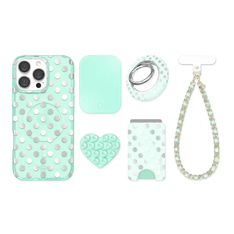 Mint Chrome Polka Dot iPhone Bundle Set