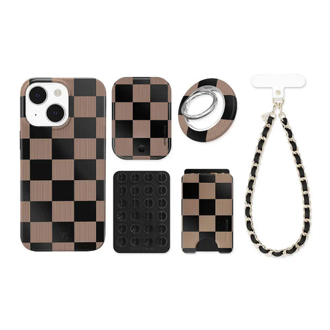 Mocha Vibe Checkered iPhone Bundle Set