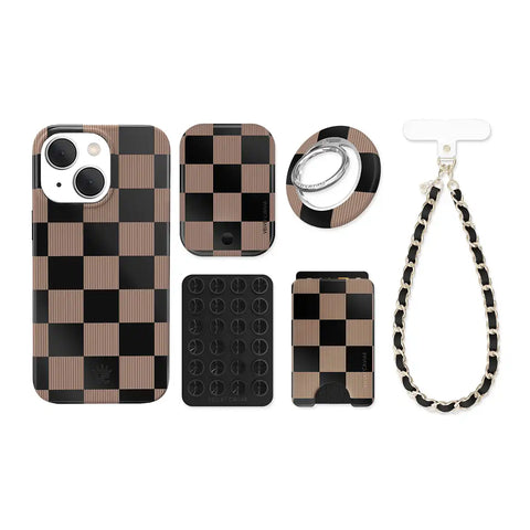 Mocha Vibe Checkered iPhone Bundle Set