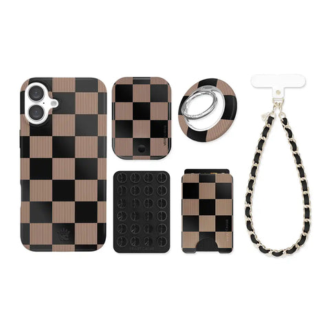 Mocha Vibe Checkered iPhone Bundle Set