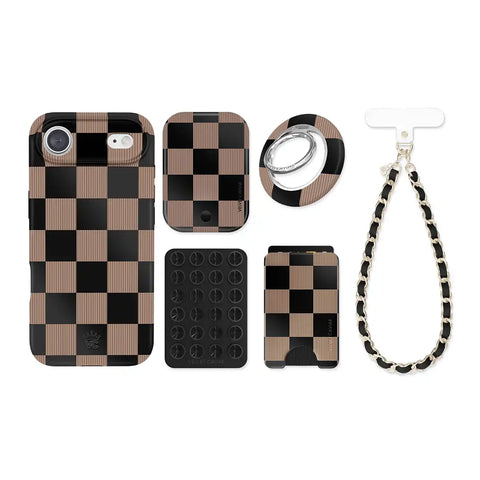 Mocha Vibe Checkered iPhone Bundle Set