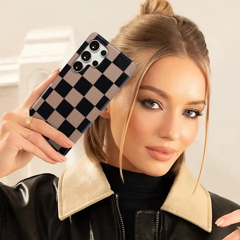 Mocha Vibe Checkered Samsung Case