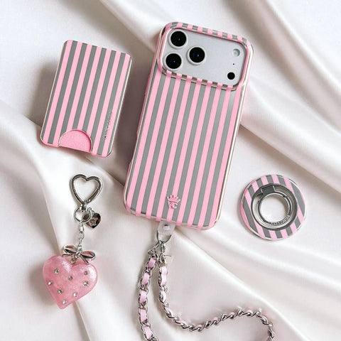 Pink Chrome Stripes MagSafe Wallet