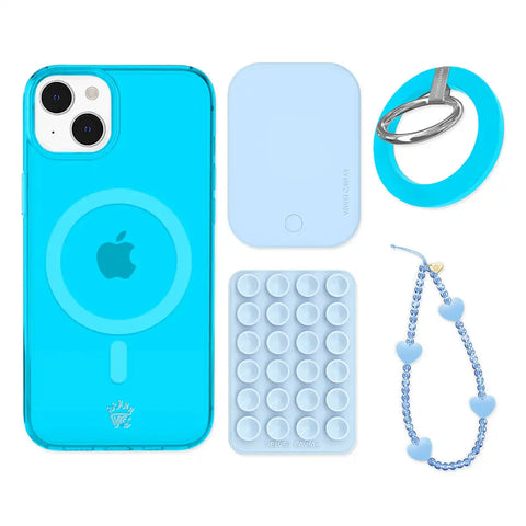 Neon Blue iPhone Bundle Set - Grip