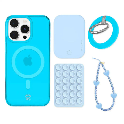 Neon Blue iPhone Bundle Set - Grip