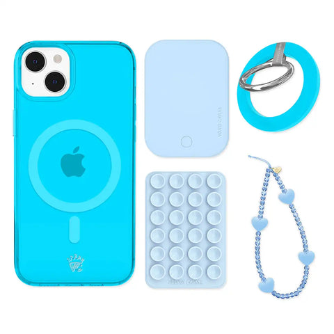 Neon Blue iPhone Bundle Set - Grip