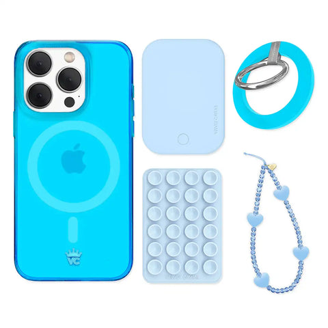 Neon Blue iPhone Bundle Set - Grip