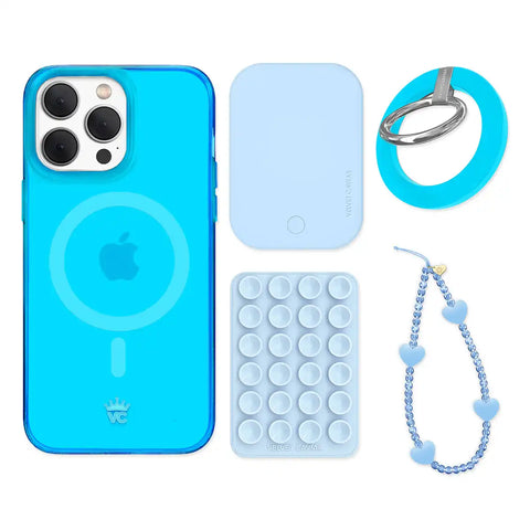 Neon Blue iPhone Bundle Set - Grip