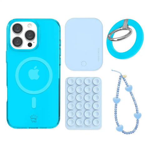 Neon Blue iPhone Bundle Set - Grip