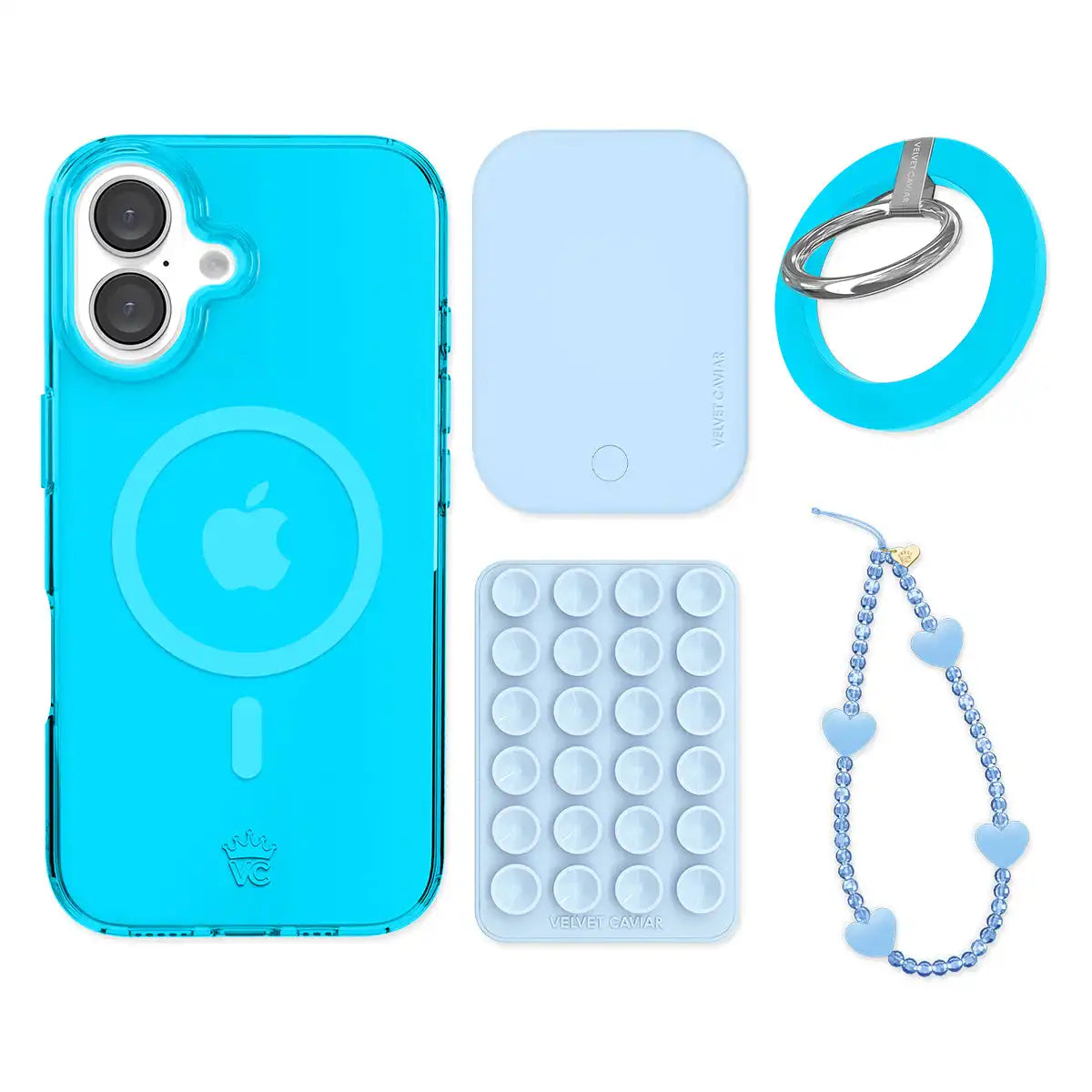 Neon Blue iPhone Bundle Set - Grip