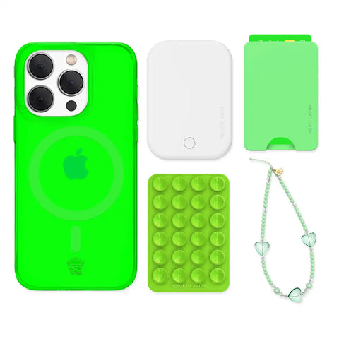 Neon Green iPhone Bundle Set - Wallet