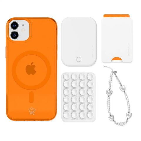 Neon Orange iPhone Bundle Set - Wallet
