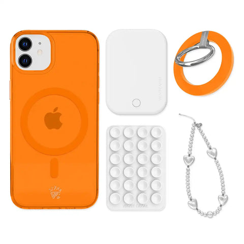 Neon Orange iPhone Bundle Set - Grip