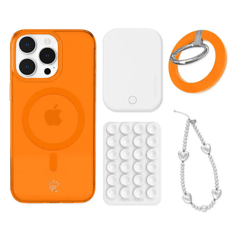 Neon Orange iPhone Bundle Set - Grip