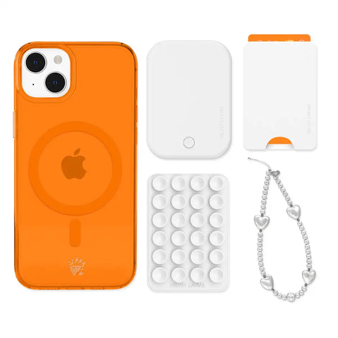 Neon Orange iPhone Bundle Set - Wallet