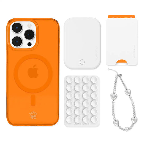 Neon Orange iPhone Bundle Set - Wallet