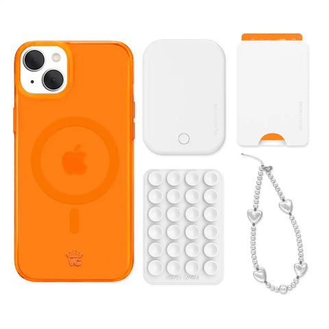 Neon Orange iPhone Bundle Set - Wallet