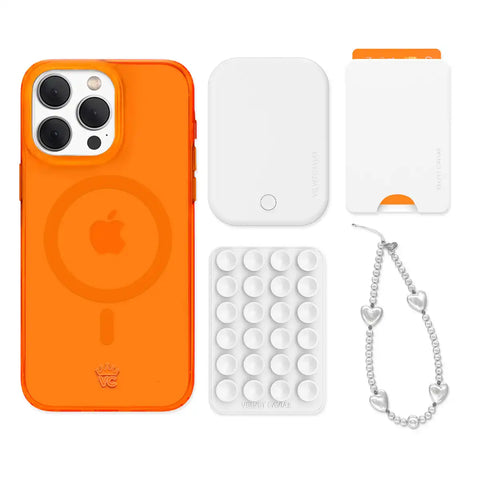 Neon Orange iPhone Bundle Set - Wallet