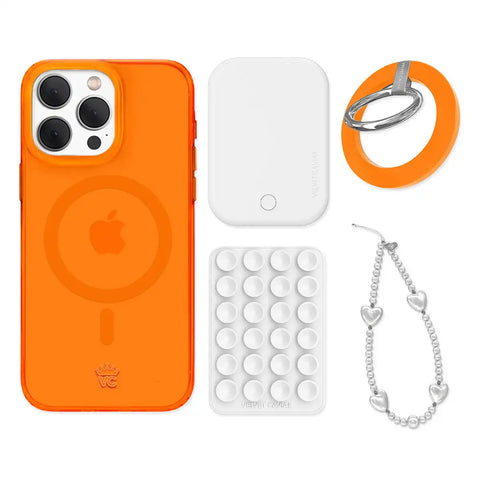 Neon Orange iPhone Bundle Set - Grip