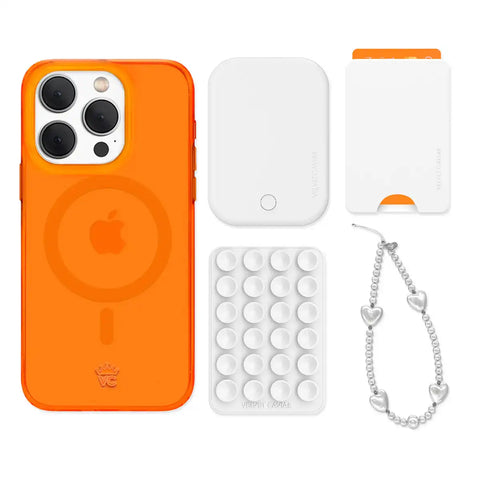 Neon Orange iPhone Bundle Set - Wallet
