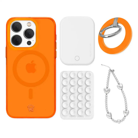 Neon Orange iPhone Bundle Set - Grip