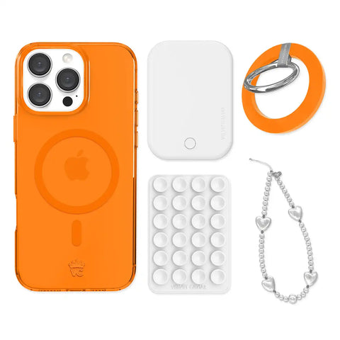 Neon Orange iPhone Bundle Set - Grip