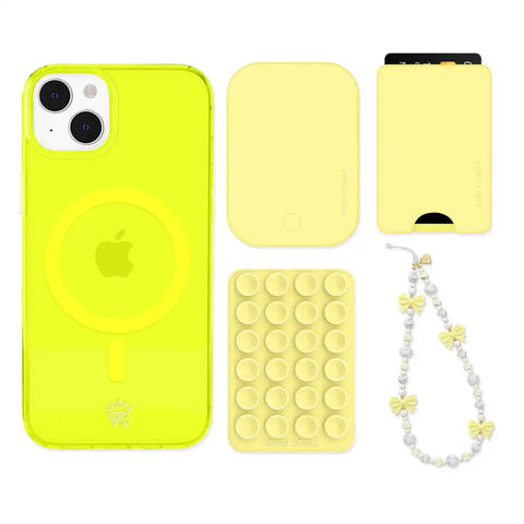Neon Yellow iPhone Bundle Set - Wallet