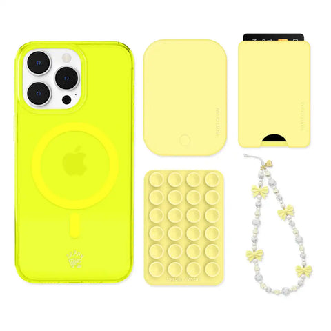 Neon Yellow iPhone Bundle Set - Wallet