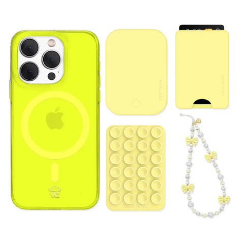 Neon Yellow iPhone Bundle Set - Wallet