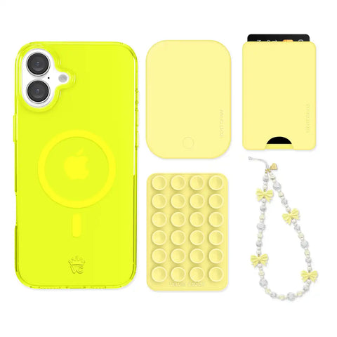 Neon Yellow iPhone Bundle Set - Wallet